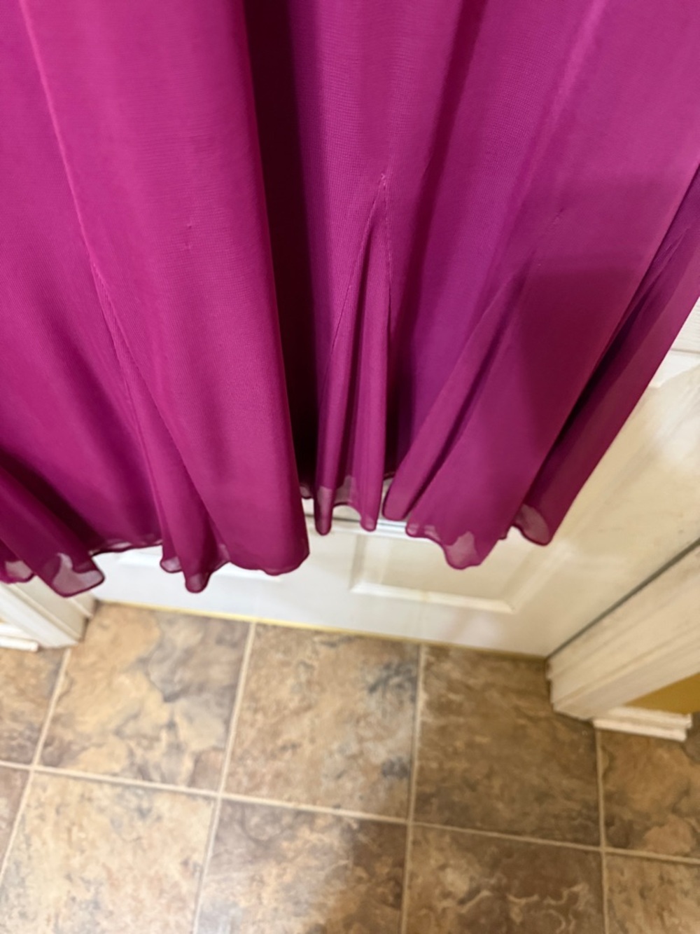 Elegant Lace Overlay Chiffon Dress in Deep Berry - Picture 6 of 11